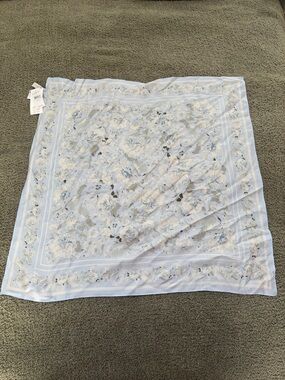 LOFT Light Blue Floral Silk Scarf